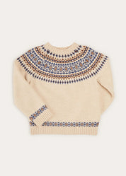 Fair Isle Merino Wool Jumper In Beige (4-10yrs) KNITWEAR  from Pepa London