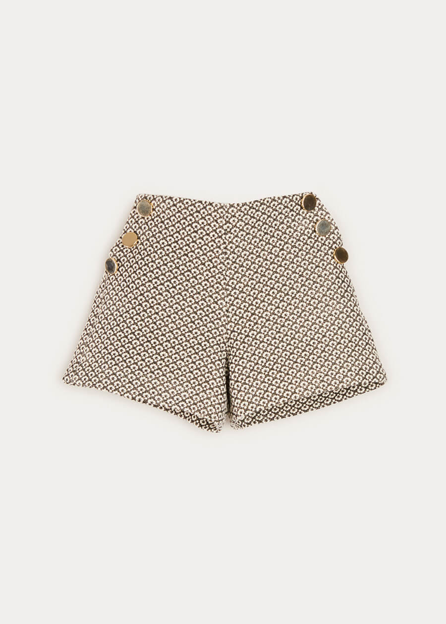 Jacquard Button Detail Shorts In Black (4-10yrs) SHORTS  from Pepa London