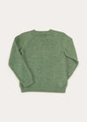 Cable Detail Crew Neck Jumper In Green (4-10yrs) KNITWEAR  from Pepa London