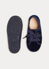 Velvet Lace Up Plimsolls In Navy (24-30EU) SHOES  from Pepa London
