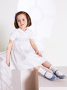 Traditional Handsmocked Dress in Off White (12mths-10yrs) Dresses  from Pepa London