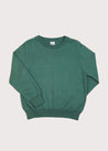 Plain Crew Neck Button Shoulder Jumper in Green (2-10yrs) Knitwear  from Pepa London