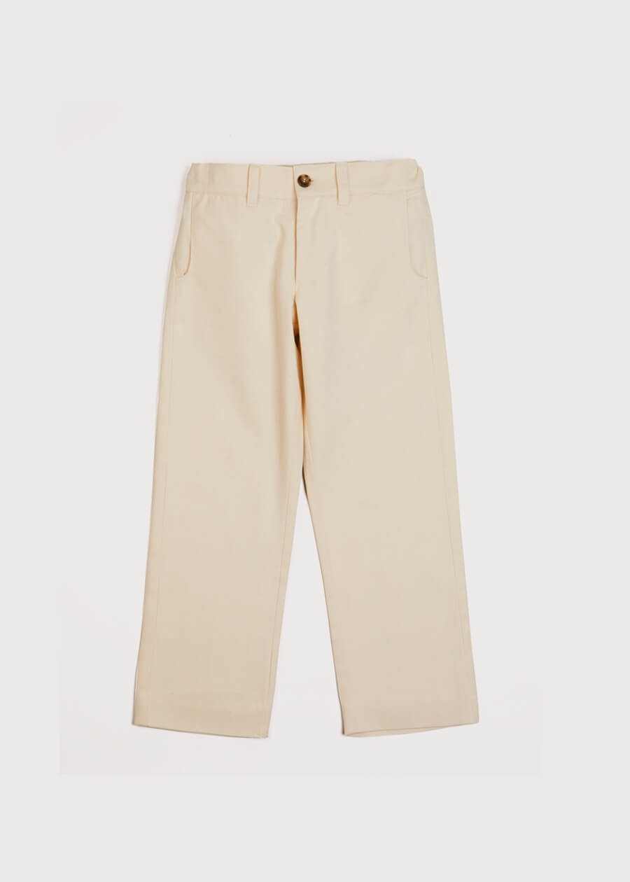 Pocket Detail Chino Trousers in Beige (4-10yrs) Trousers  from Pepa London