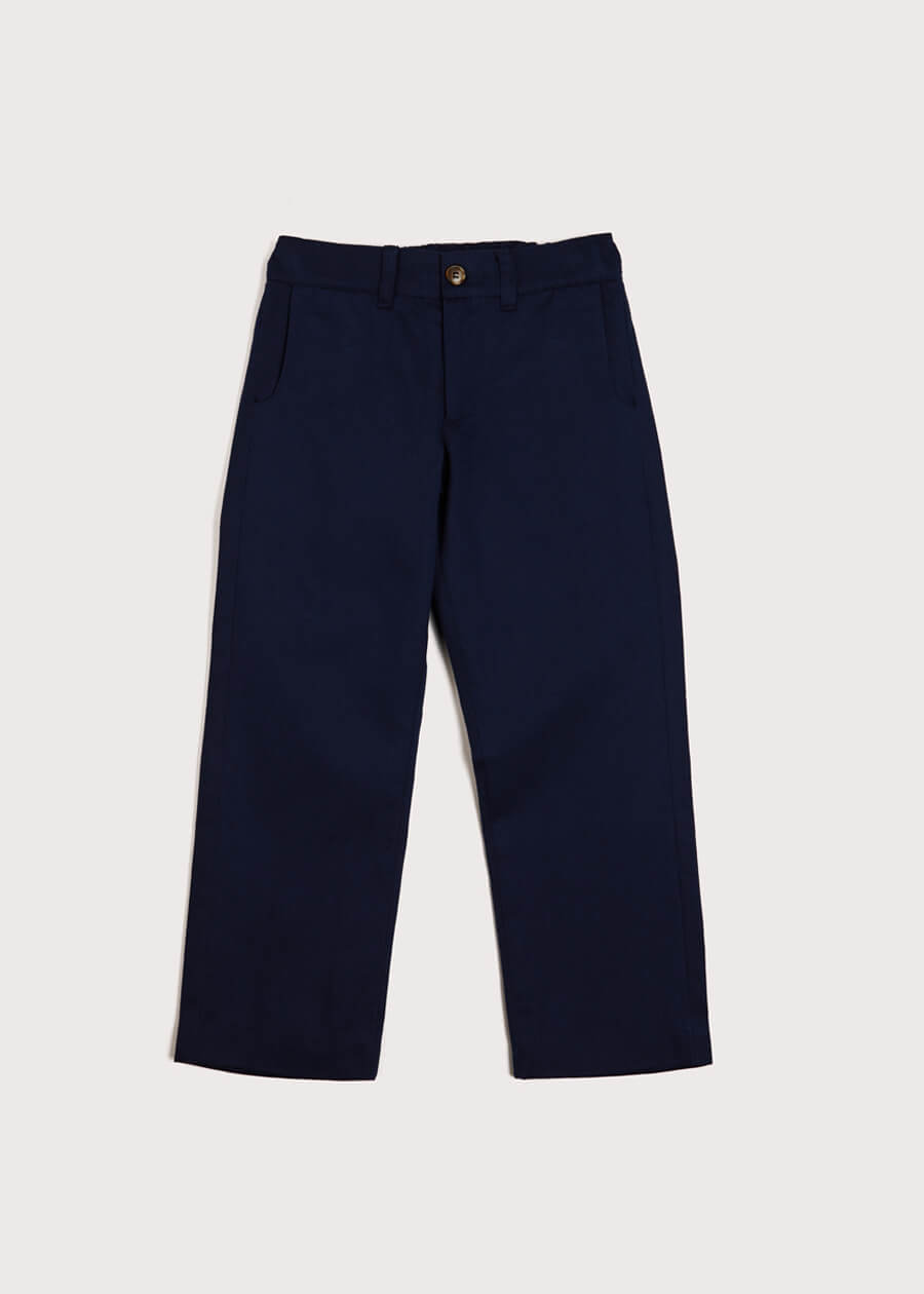 Pocket Detail Chino Trousers in Navy (4-10yrs) Trousers  from Pepa London