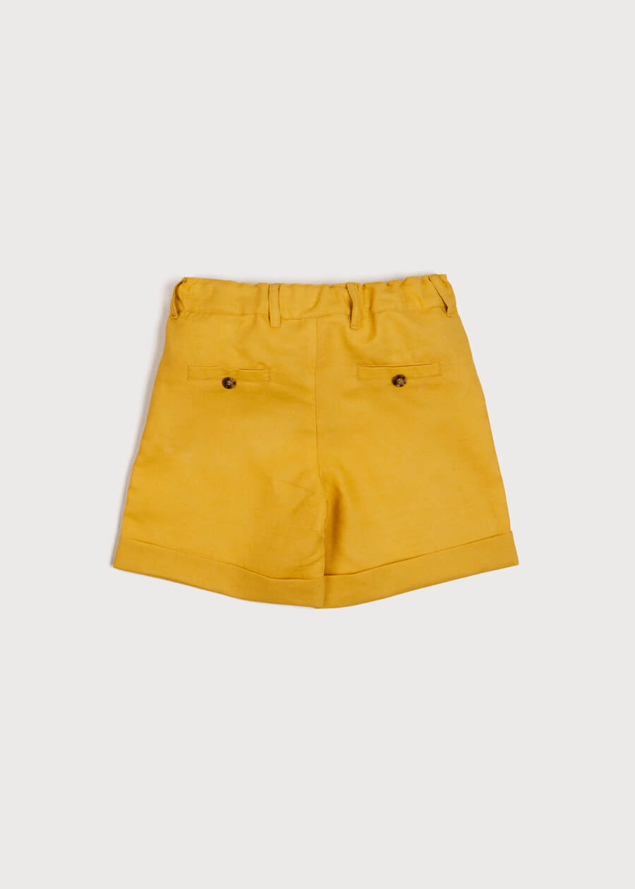Pocket Detail Shorts With Turn-Ups in Mustard (4-10yrs) Shorts  from Pepa London