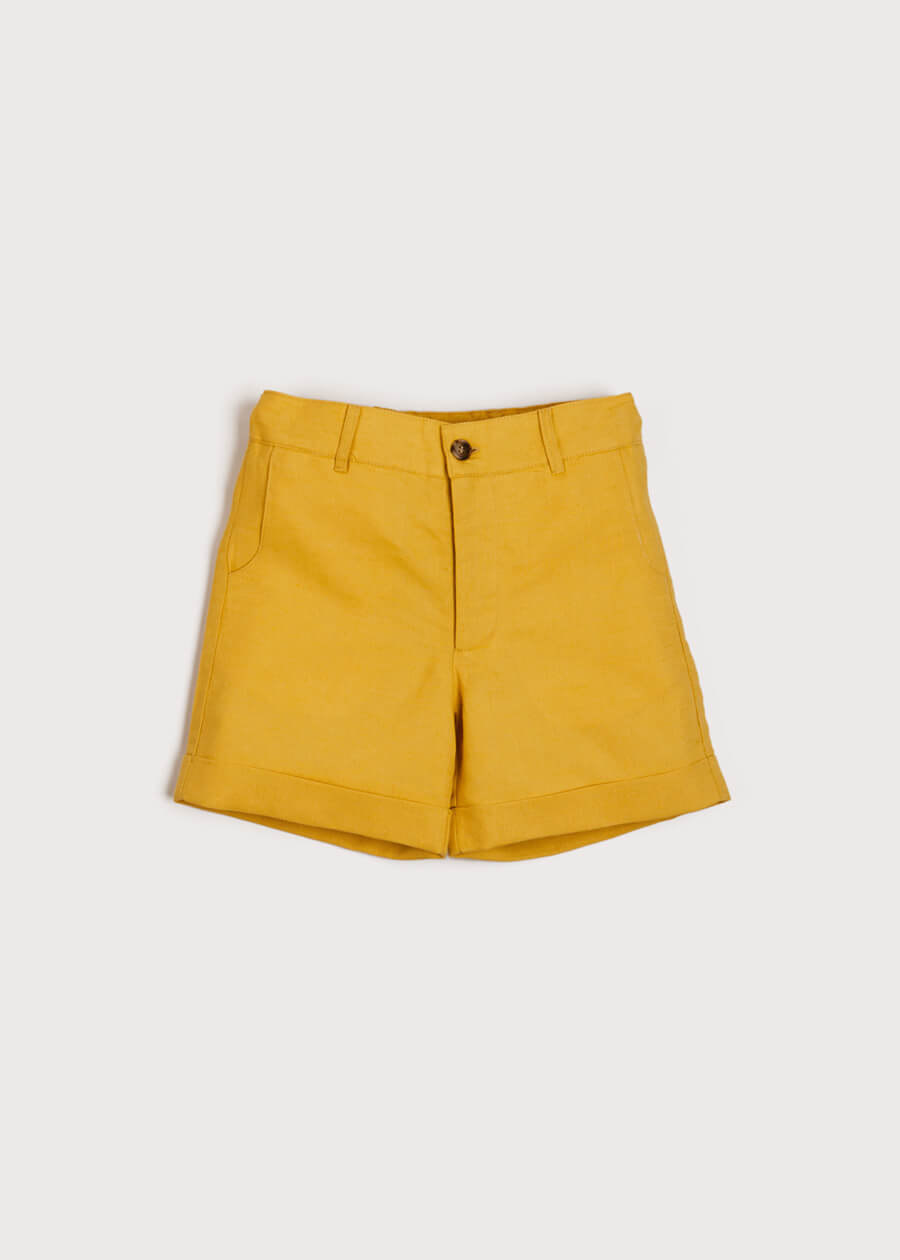 Pocket Detail Shorts With Turn-Ups in Mustard (4-10yrs) Shorts  from Pepa London