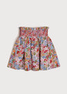 Bold Floral Skirt With Smocked Waistband in Red (3-10yrs) Skirts  from Pepa London