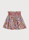 Bold Floral Skirt With Smocked Waistband in Red (3-10yrs) Skirts  from Pepa London