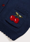 Statement Collar Button Up Cherry Cardigan in Navy (12mths-10yrs) Knitwear  from Pepa London