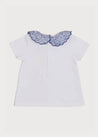 Delicate Floral Scallop Collar Short Sleeve Top in Blue (2-10yrs) Tops & Bodysuits  from Pepa London