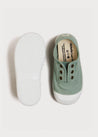 Faux Lace Hole Canvas Plimsolls in Green (24-34EU) Shoes  from Pepa London