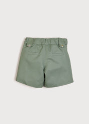 Floral Button Detail Front Pocket Shorts in Green (18mths-10yrs) Shorts  from Pepa London