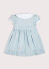 Hand Smocked Embroidered Collar Short Sleeve Dress in Blue (12mths-10yrs) Dresses  from Pepa London