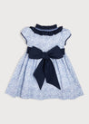 Hand Smocked Light Floral Short Sleeve Dress in Navy (12mths-10yrs) Dresses  from Pepa London