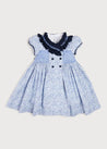 Hand Smocked Light Floral Short Sleeve Dress in Navy (12mths-10yrs) Dresses  from Pepa London