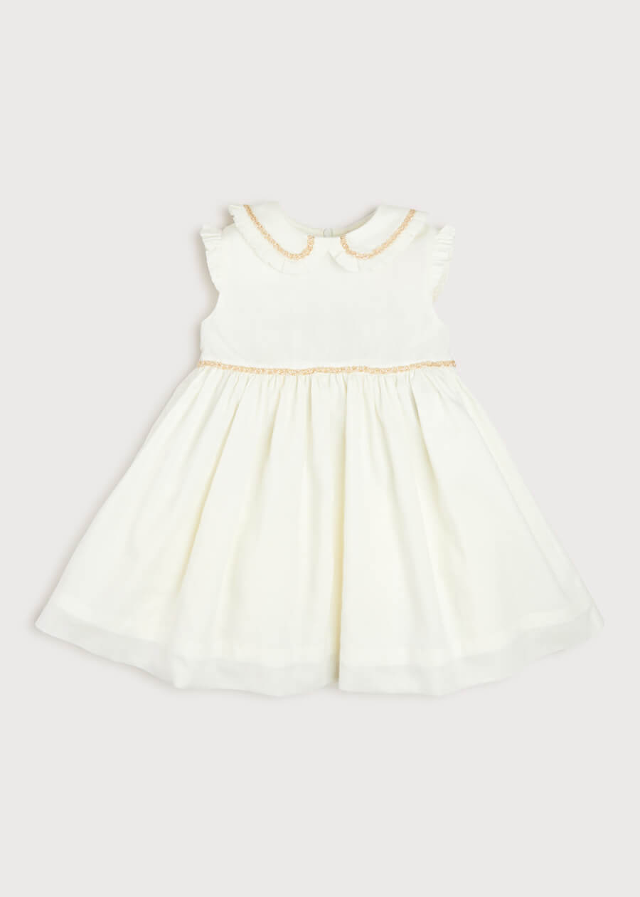 Layered Ruffle Shoulder Dress in Ivory (2-10yrs) Dresses  from Pepa London