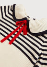 Mariner Collar Bold Stripe Jumper in White (2-10yrs) Knitwear  from Pepa London