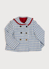 Mariner Collar Gold Button Houndstooth Jacket in Blue (4-10yrs) Coats  from Pepa London