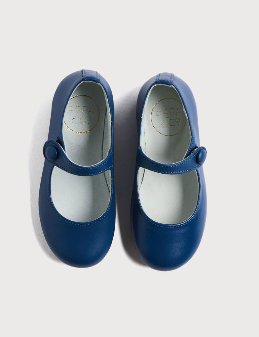 KEEP DRAFTED Leather Mary Jane Shoes in Blue (25-34EU) Shoes from Pepa London