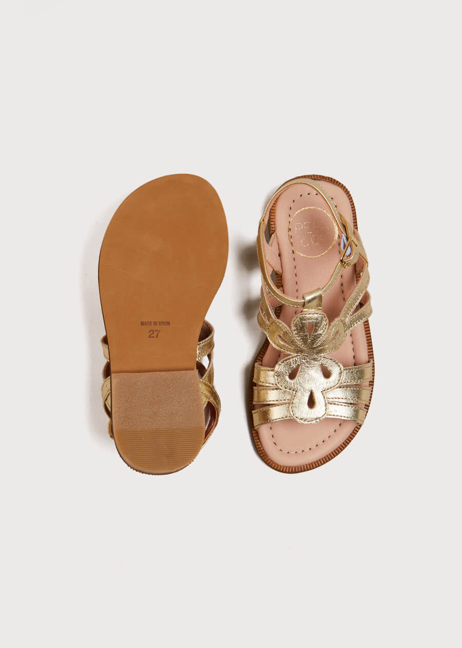 Metallic Strappy Leather Sandals in Gold (24-35EU) Shoes from Pepa London