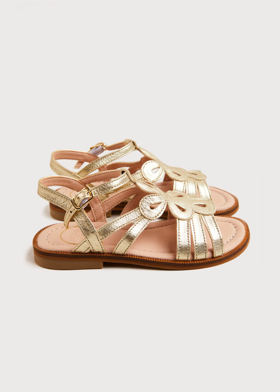 Metallic Strappy Leather Sandals in Gold (24-35EU) Shoes from Pepa London