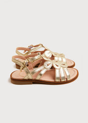 Metallic Strappy Leather Sandals in Gold (24-35EU) Shoes from Pepa London