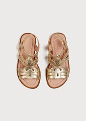 Metallic Strappy Leather Sandals in Gold (24-35EU) Shoes from Pepa London
