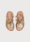 Metallic Strappy Leather Sandals in Gold (24-34EU) Shoes  from Pepa London