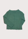 Openwork Hem Single Button Cardigan in Green (6mths-10yrs) Knitwear  from Pepa London