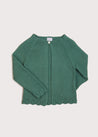 Openwork Hem Single Button Cardigan in Green (6mths-10yrs) Knitwear  from Pepa London