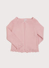 Openwork Hem Single Button Cardigan in Pink (6mths-10yrs) Knitwear  from Pepa London