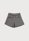 Striped Contrast Piping Front Pocket Shorts in Navy (4-10yrs) Shorts  from Pepa London