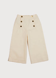 Wide Leg Front Button Trousers in Beige (2-10yrs) Trousers  from Pepa London