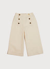 Wide Leg Front Button Trousers in Beige (2-10yrs) Trousers  from Pepa London