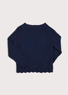 Openwork Hem Single Button Cardigan in Blue (6mths-10yrs) Knitwear  from Pepa London