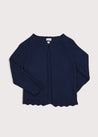 Openwork Hem Single Button Cardigan in Blue (6mths-10yrs) Knitwear  from Pepa London