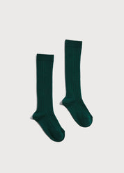 Ribbed Knee High Socks in Bottle Green (3mths-10yrs) Socks from Pepa London
