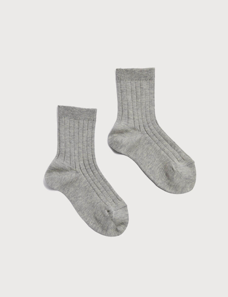 Ribbed Shorts Socks - Grey (0mths-10yrs) Socks from Pepa London