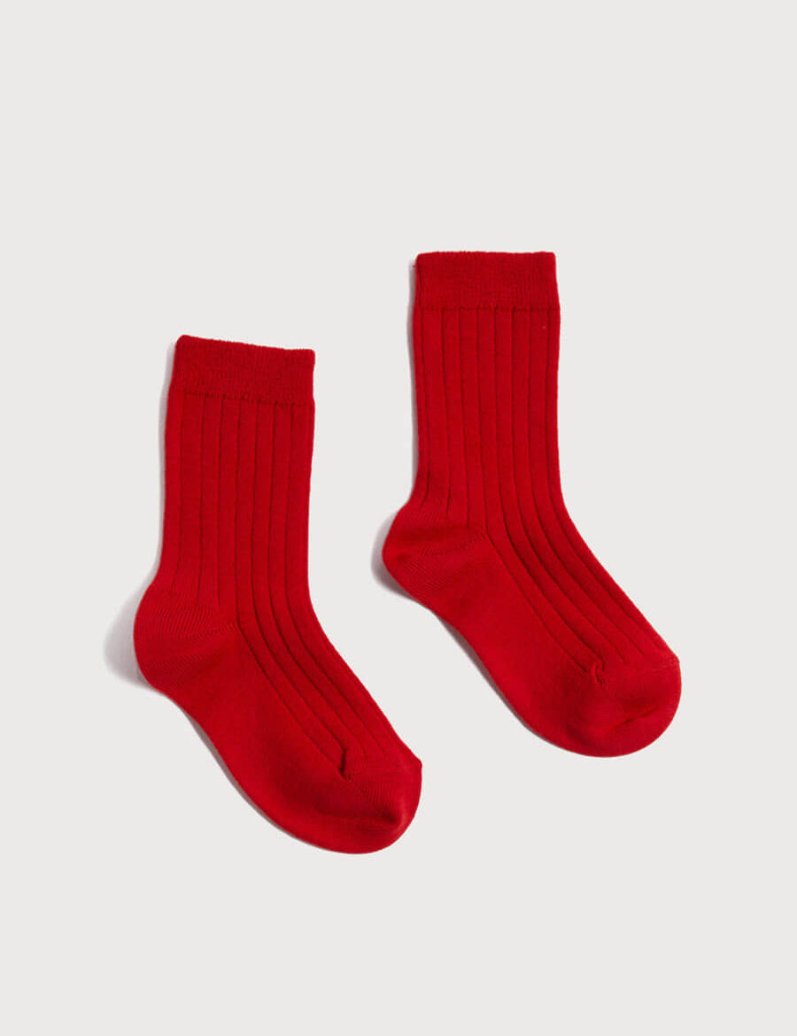 Ribbed Shorts Socks Red (0mths-10yrs) Socks from Pepa London