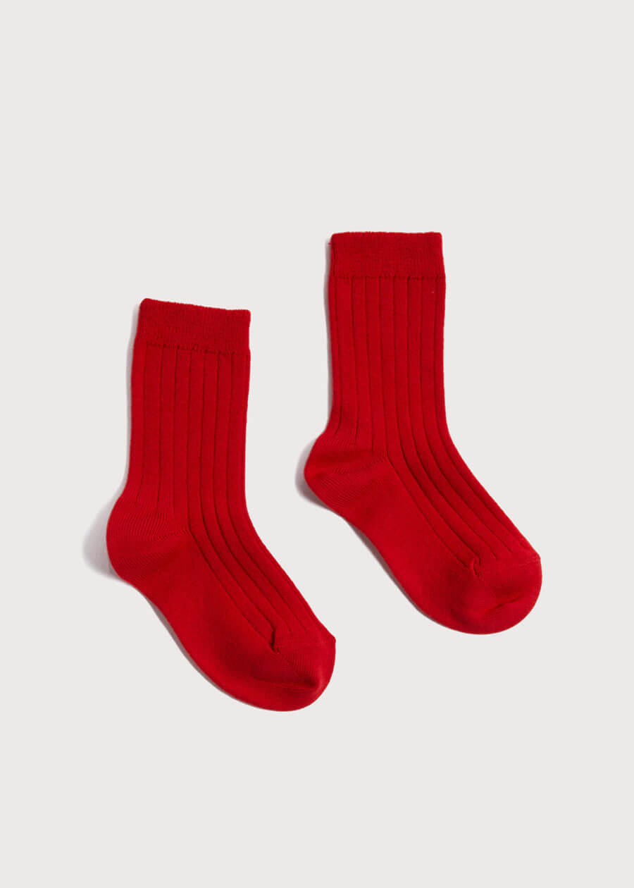 Ribbed Shorts Socks Red (3mths-8yrs) Socks  from Pepa London