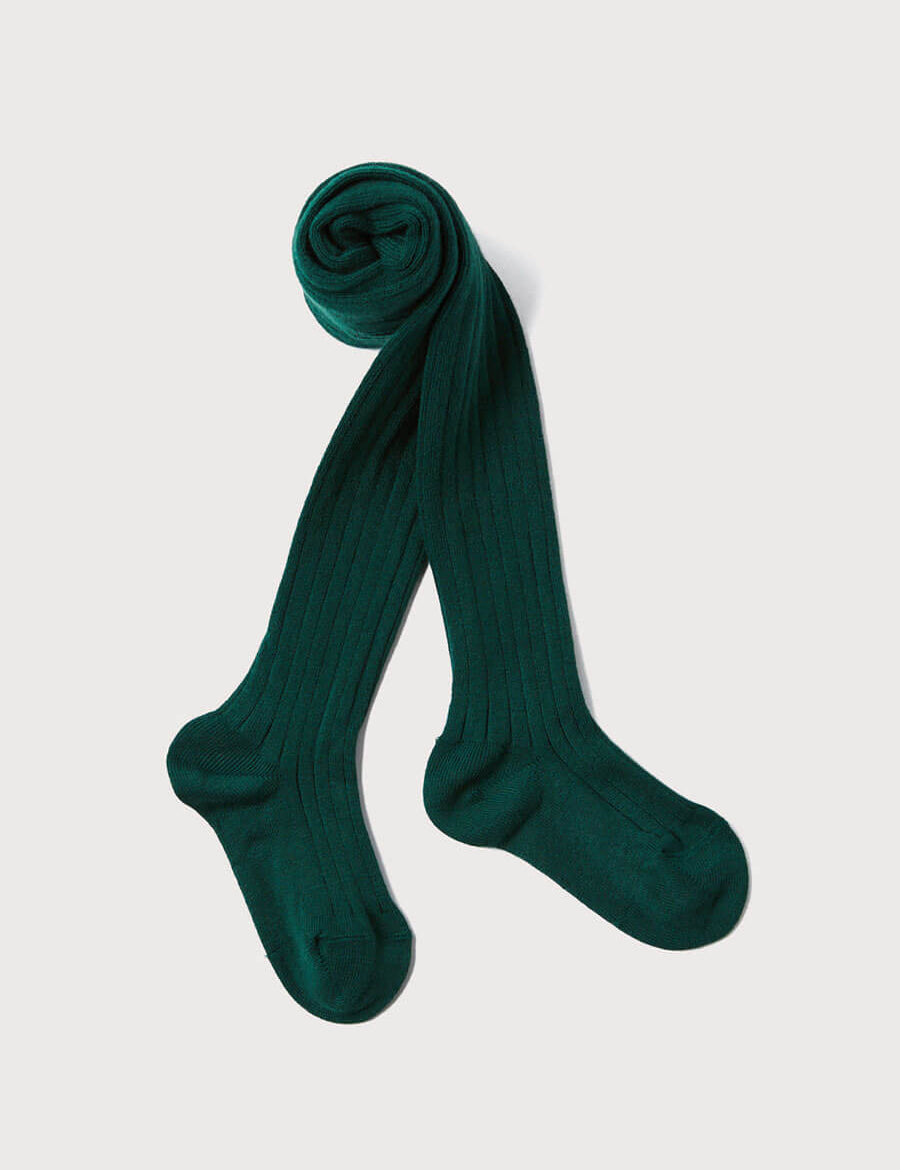 Bottle Green Ribbed Tights (0mths-10yrs) Tights from Pepa London
