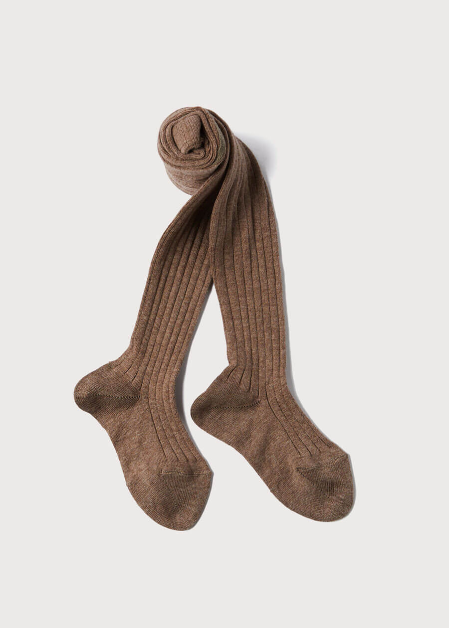 Taupe Ribbed Tights (0mths-10yrs) Tights from Pepa London