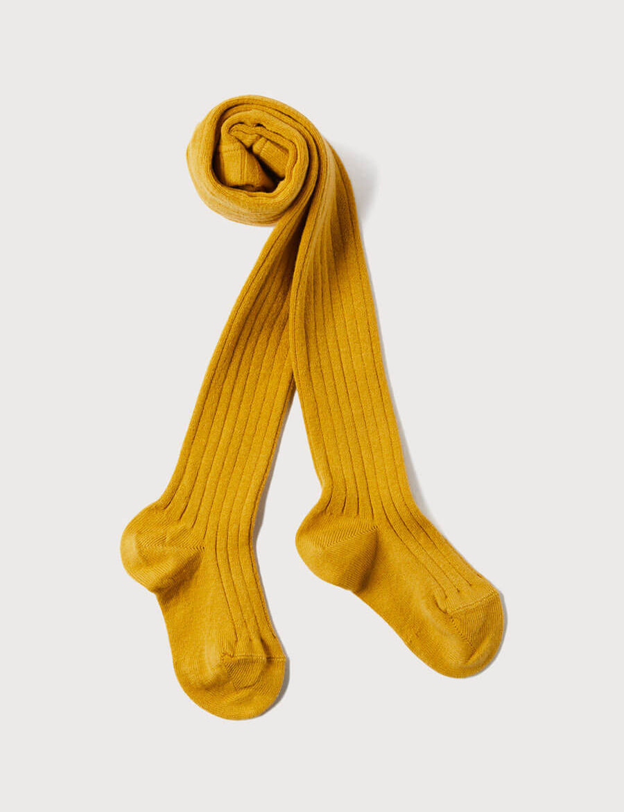 Mustard Ribbed Tights (0mths-10yrs) Tights from Pepa London