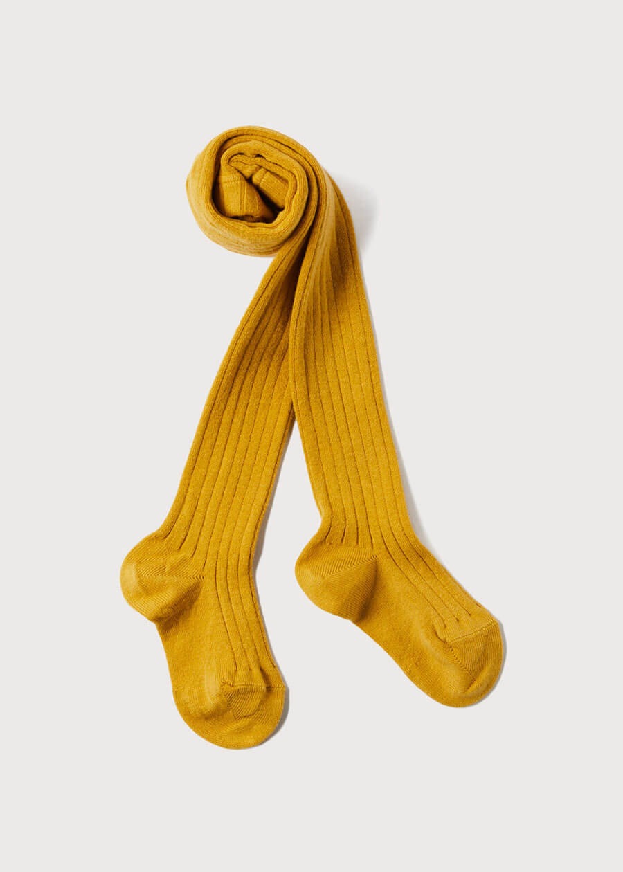Mustard Ribbed Tights (0mths-10yrs) Tights from Pepa London