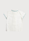 Linen Boys Celebration Shirt White with Teal Piping (4-10yrs) Shirts  from Pepa London