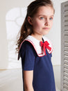 Statement Collar Cotton Dress in Navy (2-8yrs) Dresses  from Pepa London