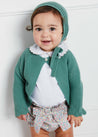 Openwork Hem Single Button Cardigan in Green (6mths-10yrs) Knitwear  from Pepa London