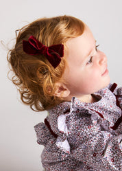 Velvet Medium-Bow Clip in Burgundy Hair Accessories  from Pepa London