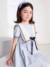 Nautical Stripe Organic Cotton Dress in Sky Blue (12mths-10yrs) Dresses  from Pepa London