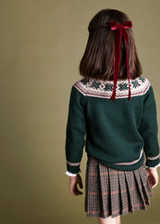 Classic Fair Isle Merino Wool Jumper in Green (12mths-10yrs) Knitwear  from Pepa London
